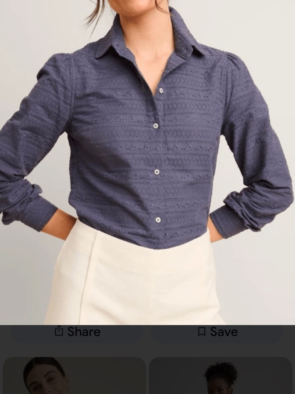 UNTUCKit Carmela Slate purple Eyelet Button-Down Shirt size 8